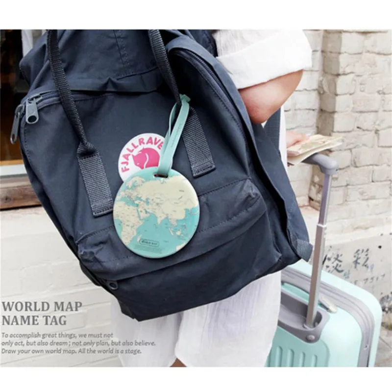 VOGVIGO Map Luggage Tag Women Travel Accessories Silica Gel Suitcase ID Address Holder Baggage Boarding Tag Portable Label Bag