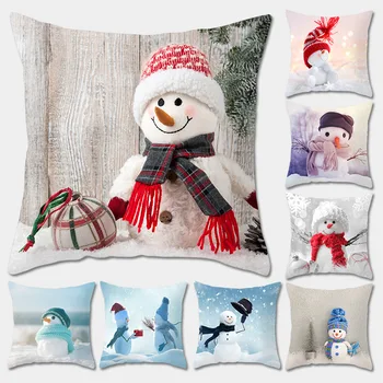 

Christmas Cushion Cover Xmas Pillow Case Christmas Decorations for Home Navidad Decor Snowman Pattern Happy New Year 2020 2021