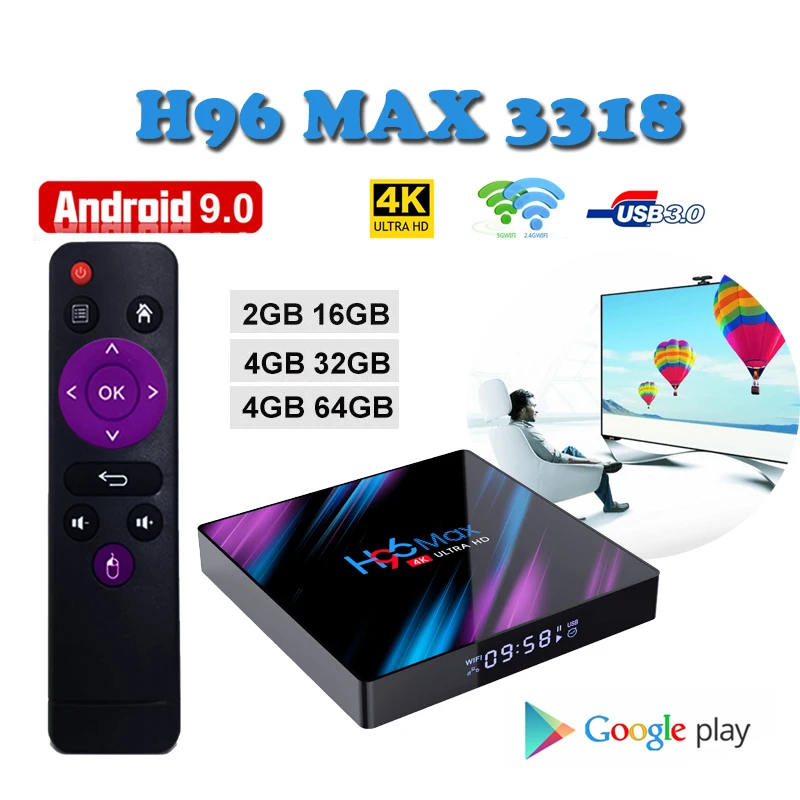 

Belgium smart tv set top box H96 MAX RK3318 4g 64gb USB 3.0 media player google android smart tv box support iptv ltaly m3u