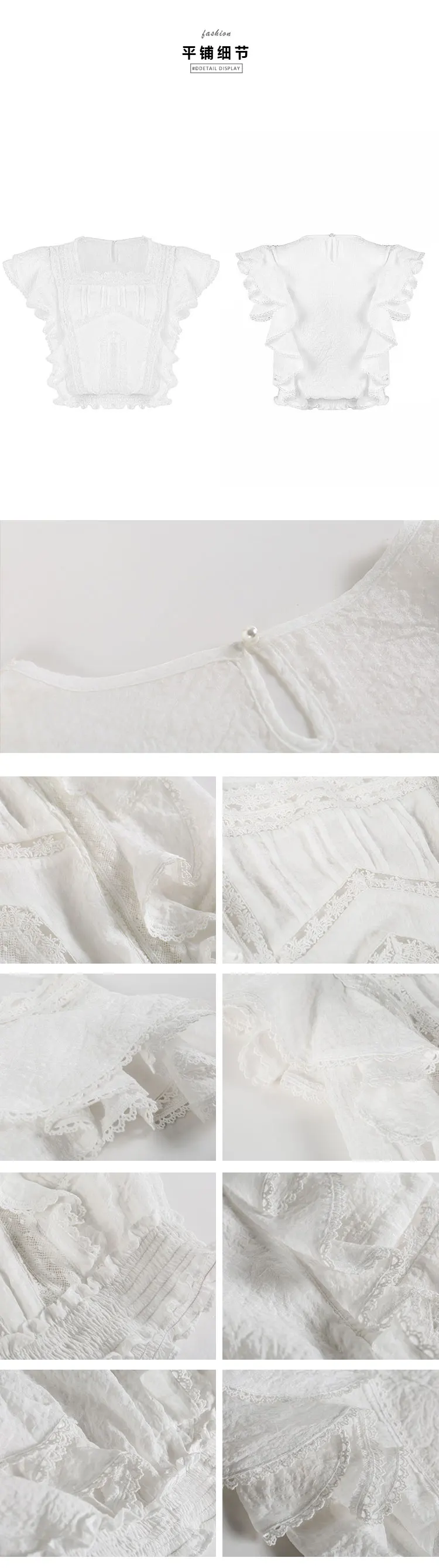 High-end White Cotton Draped Two Piece Set Women 2019 Summer Ruffles Top+High Waist Ball Gown Skirt Set