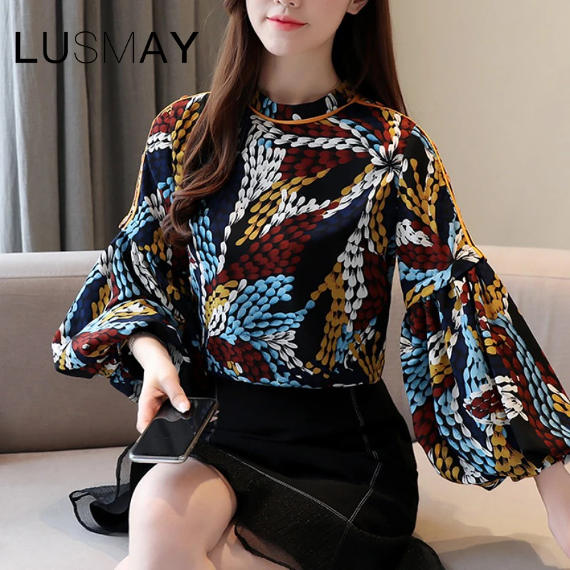lantern sleeve chiffon blouse