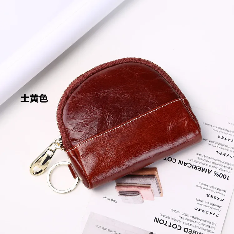 Amazon Hot Selling First Layer Genuine Leather Clutch Bag Women's Multi-functional Purse Creative Zipper Key Storgage Bag Wholes