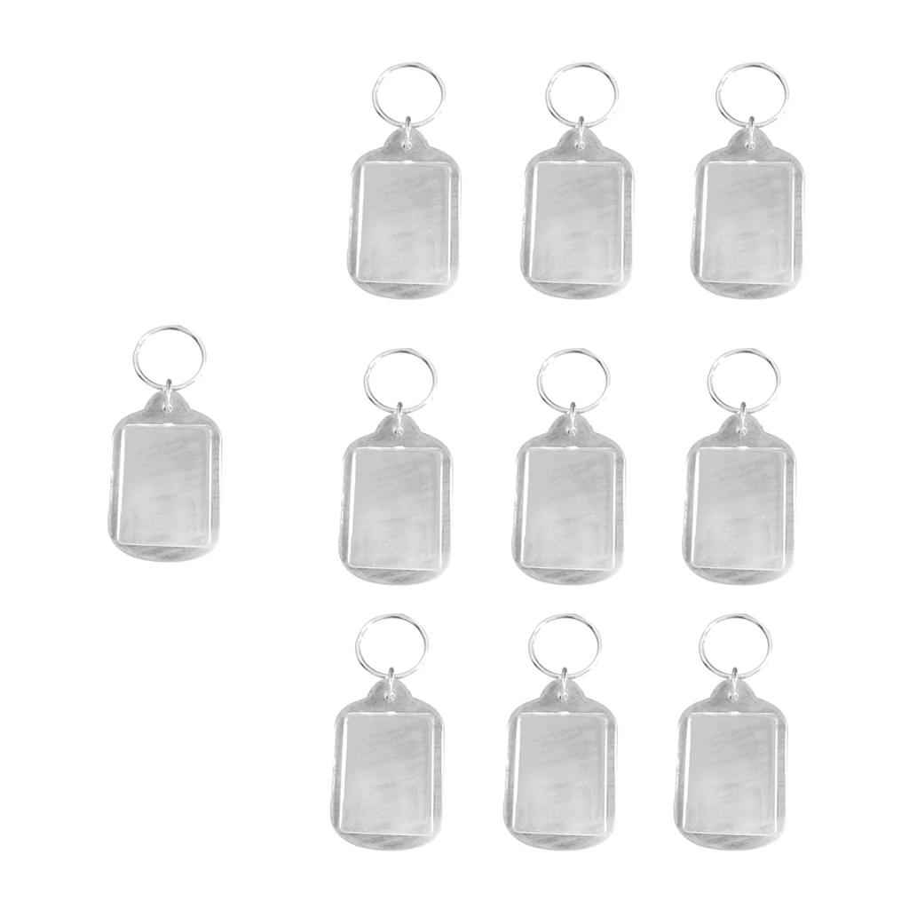 10pcs Clear Blank Insert Photo Picture Acrylic Frame Keyring Split