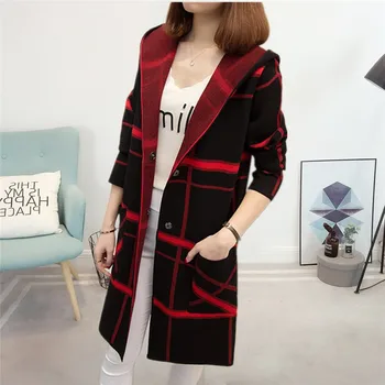 

KMETRAM Knitted Sweater Women Clothes 2019 Spring Autumn Jacket Women Long Cardigan Women Korean Hooded Sweaters Pull Femme LEI3