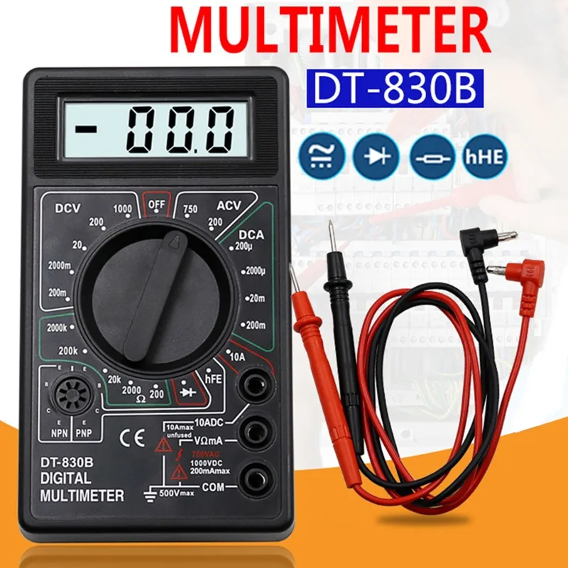 DT-830B AC DC ЖК-цифровой мультиметр портативный вольтметр тестер тока Амперметр Высокая безопасность ручной цифровой дисплей амперметр