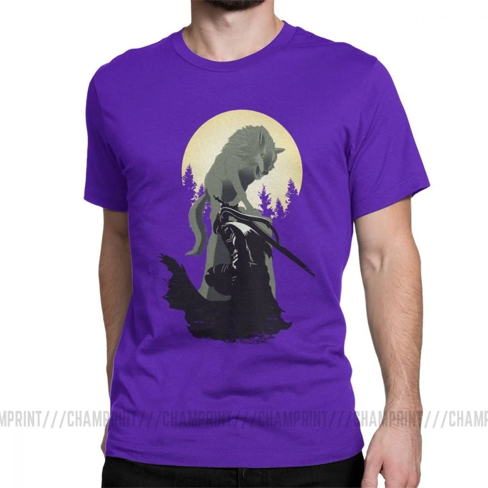 Knight Artorias And Sif Dark Souls, Мужская футболка из хлопка, футболка с коротким рукавом, игра Bloodborne, футболка размера плюс - Цвет: Фиолетовый