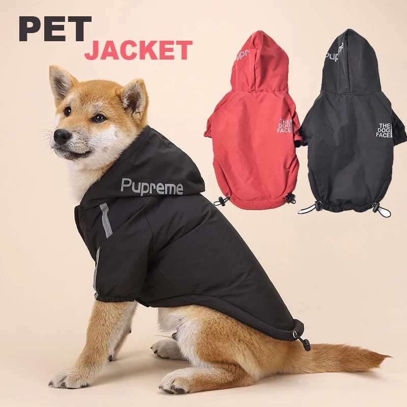 Pet Dog Winter Waterproof Coat Puppy Warm Jacket The Face Hoodie Reflective Clothing For Small Medium Dogs Cat Clothes | Дом и сад