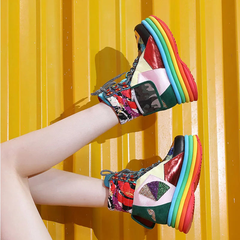 

IGU Brand 2020 New Street Wear Fashion Increasing Sneakers Women Flat Shoes Sweet Student Female Thick Sole Platform Shoes Boots