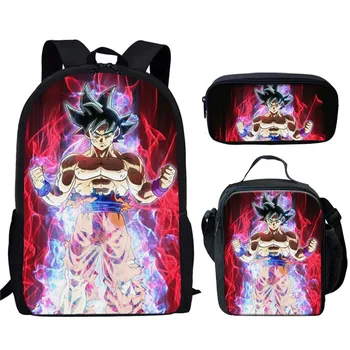 

3 Set Kid School Bag Dragon Ball Goku Z Vegeta Super Saiyan Print Pencil School Bag For Kids Teen Student Boys Children Backpack