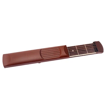 

Pocket Acoustic Guitar Practice Tool 6 String Fingerboard 6 Fret Chord Trainer Portable Gadget X04 (Brown)