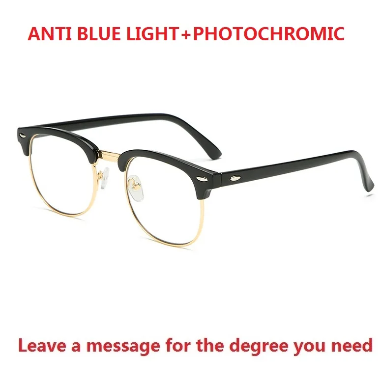 Zerosun Photochromic Glasses Men Women Myopia Sunglasses with Graduate Lens Optic for Far Vision Driving Outdoor Shades UV400 - Цвет линз: shiny black gold