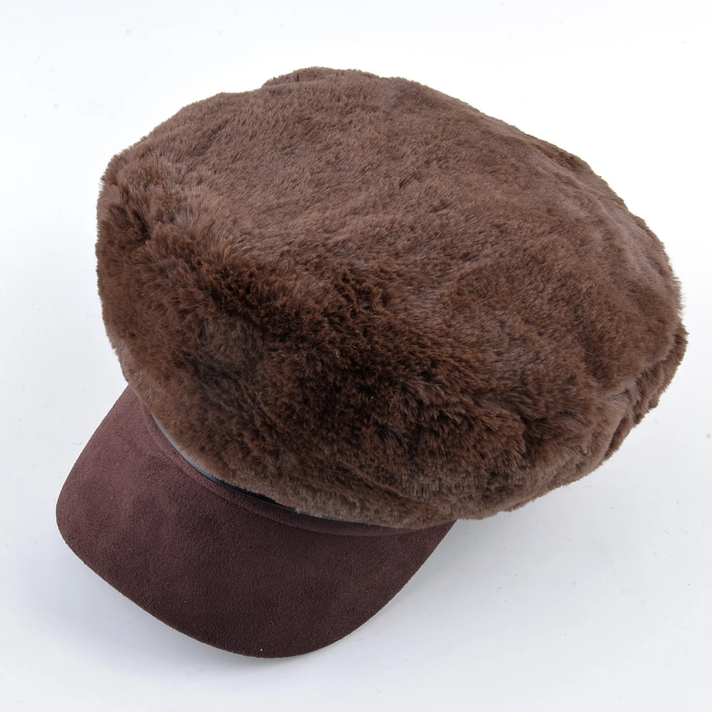 Черный пояс шапки-береты для женщин кепка газетчика для женщин искусственный мех военная шапка женская теплая зимняя шапка s восьмиугольная Touca Feminina