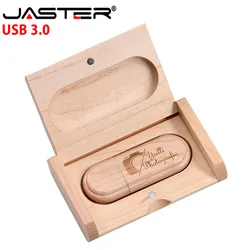 JASTER – clé USB 3.0 personnalisable gratuitement, 4/8/16/32 go, logo en bois, elliptique 