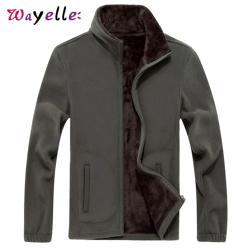 Men Jacket Big Size 6-8XL 2019 Winter Warm Fleece Casual Jackets Men Solid Thickened Zippers Sweatshirt Mens Jackets and Coats