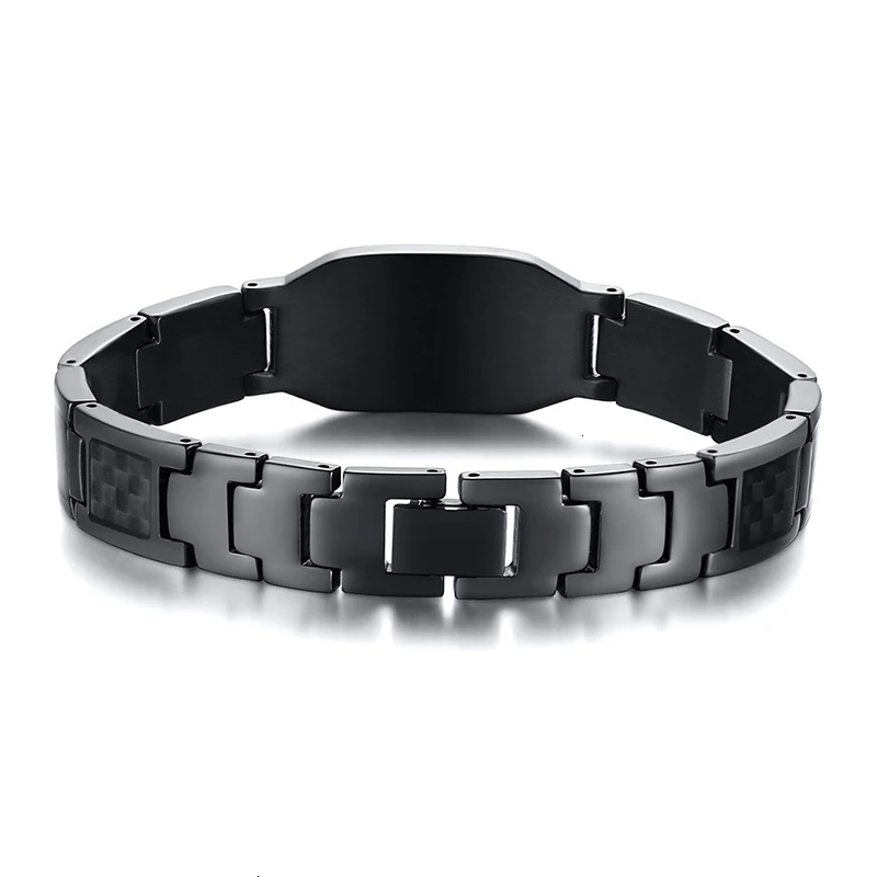 Vnox персонализировать мужской стильный Скорпион крест щит изображения цепи браслеты с уникальный, из углеродного волокна пользовательские ювелирные изделия