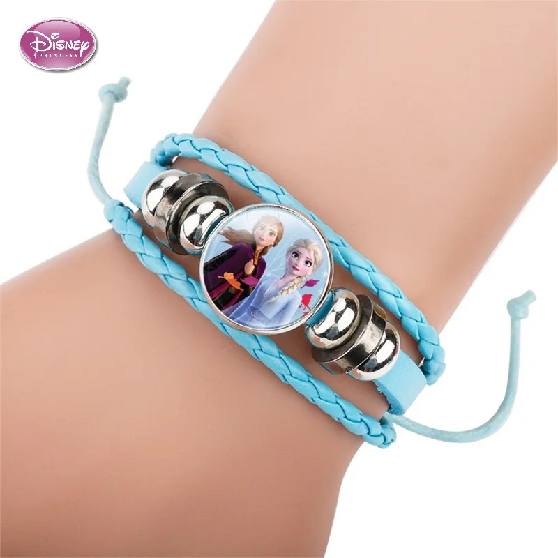 Disney-joyería de maquillaje de Frozen 2, Elsa, Anna, Princesa, pulsera de piel de vaca de dibujos animados, figuras de acción, juguetes para niñas