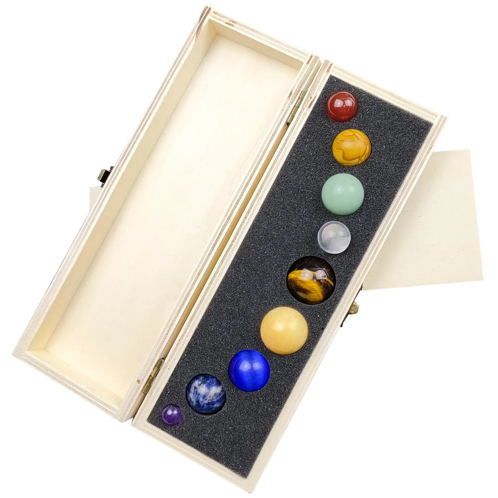 

Nine Planets Natural Crystal Spheres Solar System Round Ball Bead Gemstone Ore Specimen Collection Ornaments Home Decor Gift