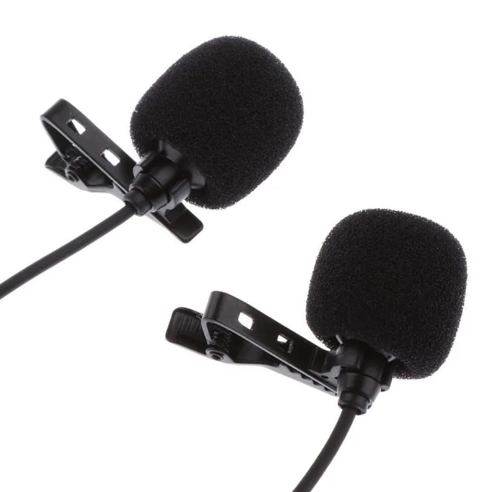 Мини петличный микрофон Lavalier двуглавый запись клип на микрофон для iPhone iPad samsung Tablet NC99