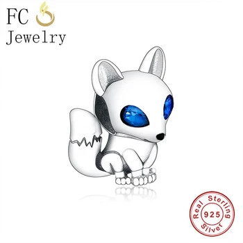 

FC Jewelry Fit Original Brand Charms Bracelet Authentic 925 Silver Animal Fox Zirconia Eye Bead For Making Women Berloque 2020