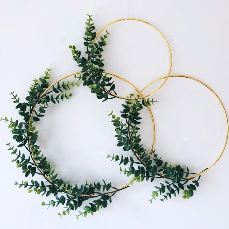 

Metal Iron Gold Color Wreath Wedding Decor Floral Hoop Christmas Decor for Home Garland Artificial Flowers Hoop Hanging Decor