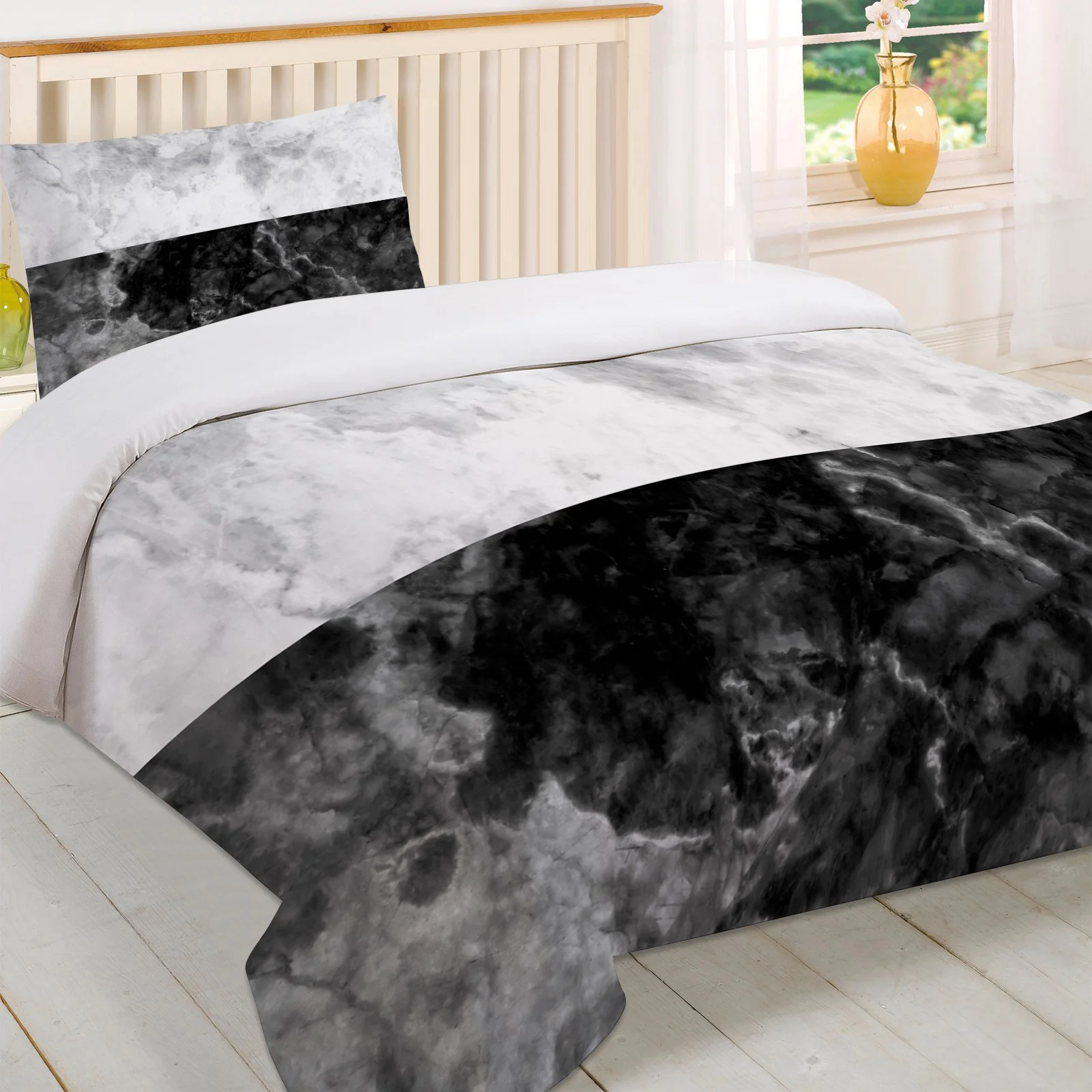 White Black Marble Natural Duvet Cover Pillow Case Quilt Cover Set Bedclothes Single Bedding Sets For Bed