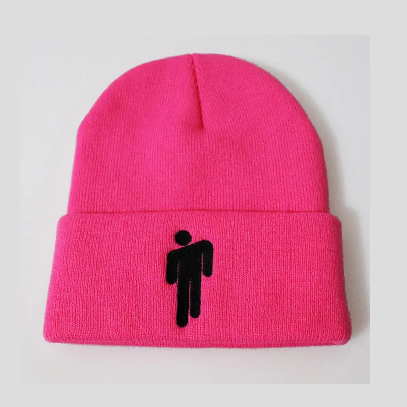 Вышивка Billie Eilish Beanie шляпа для женщин и мужчин вязаное, тёплое, зимнее шапки для мужчин и женщин Твердые хип-хоп повседневные с манжетами широкий берет-Боб