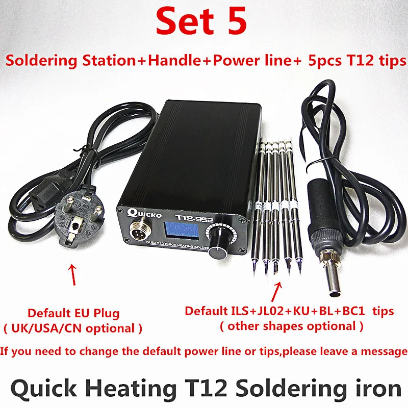 T12 Electronic Soldering Iron Station Stand Digital Heating Welding Iron STC T12 OLED T12-952 QUICKO AC 100V-240V Soldering Tool