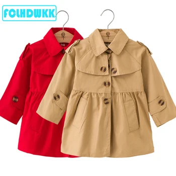 

Girls Windbreaker Jacket For kid Clothes 2020 Brand Flower Girls Outerwear Coat Spring Autumn 3-10T British style Kids Jackets