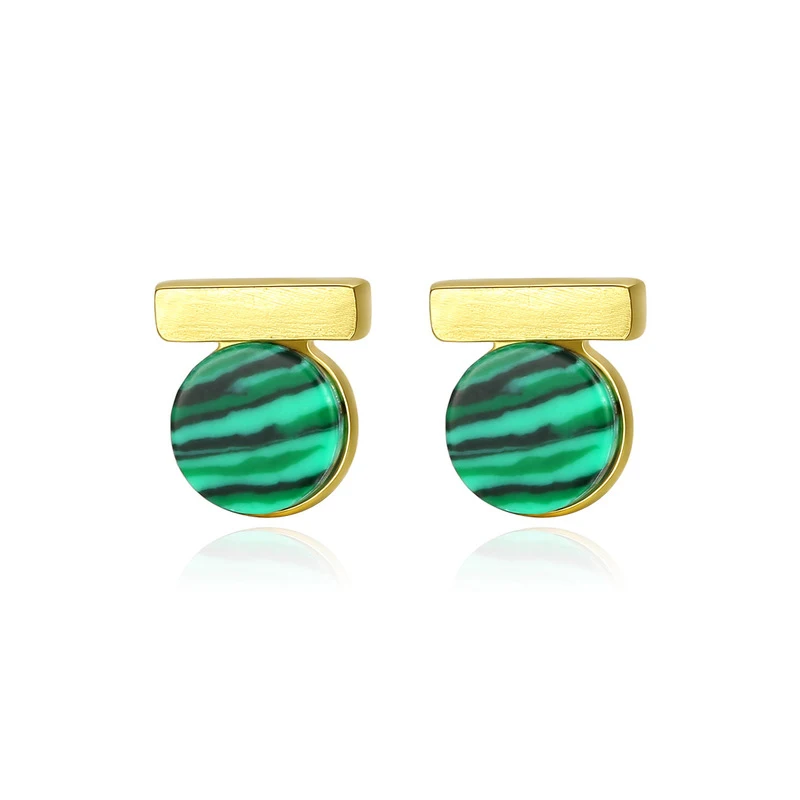 

925 sterling silver turquoise earrings Gold color Stud Earrings Boho Vintage Party Simple Jewelry For Women Elegant New Arrival