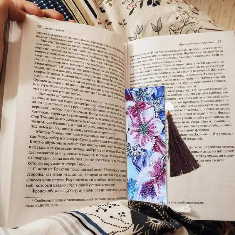 Сделай сам цветок особой формы алмазная живопись кожа кисточка Закладка ремесла