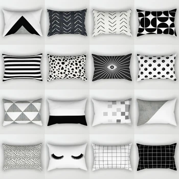 

Home Decoration Pillow Cover 30x50cm Pillow Case Bohemian Geometric Black&White Rectangular Pillows Sleep Hogar Cushion Cover