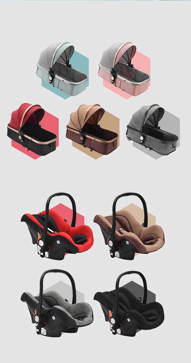 Детская коляска с высоким пейзажем, 3 в 1, роскошная, популярная, для мамы, коляска для путешествий, двусторонняя, детская коляска на колесиках, розовая коляска с автокреслом