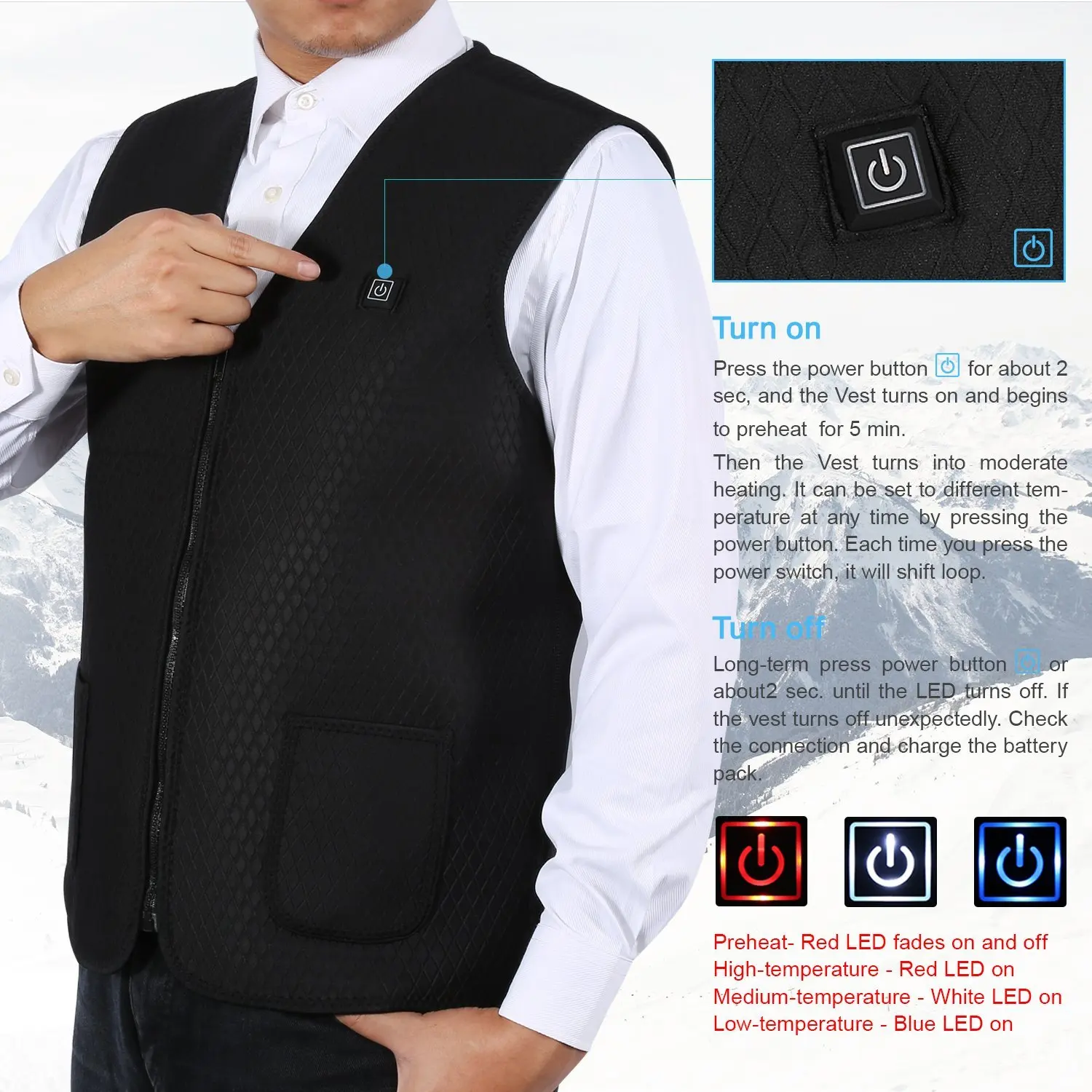 Chaleco el�ctrico calentador para hombre, mujer, chaleco t�rmico, ropa de abrigo, chaleco exterior con calefacci�n Usb, chaqueta