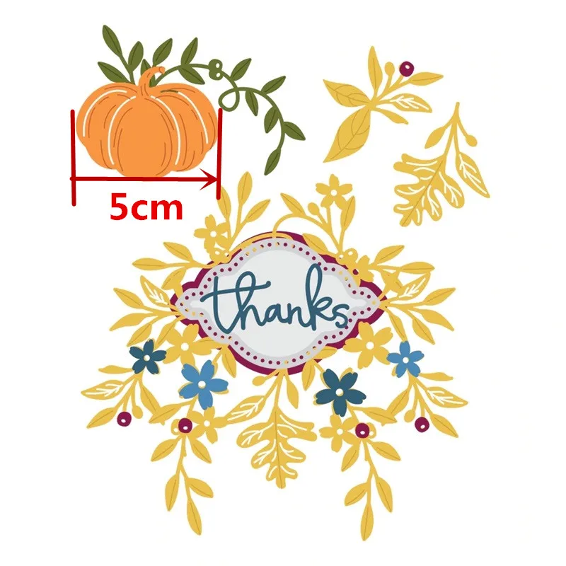 Harvest wreath and pumpkin die cuts for cards or scrapbook 6 pieces