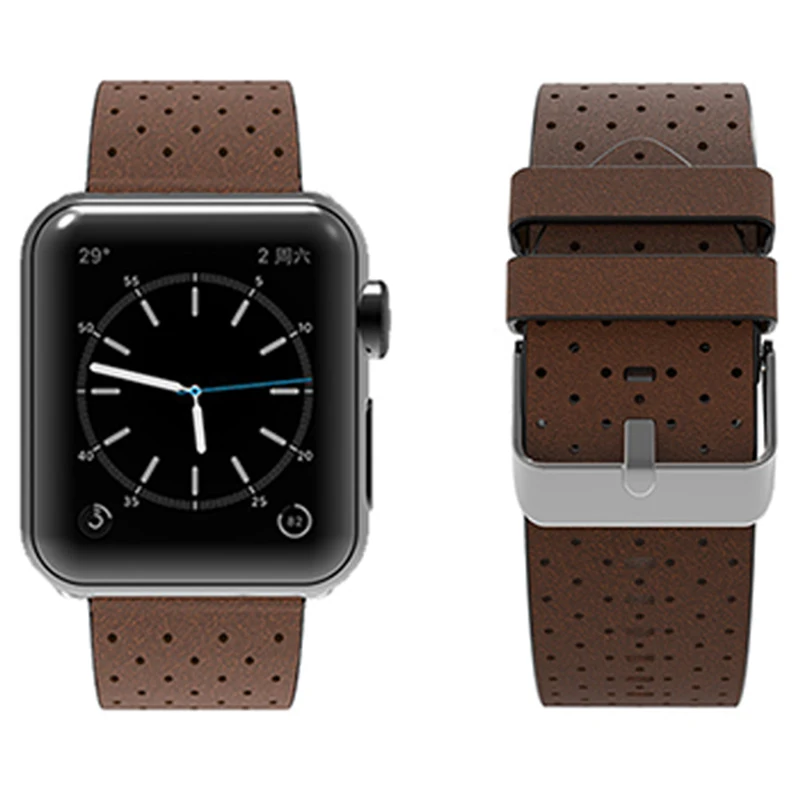 Applicable For Apple Watch5 4 3 2 1 38mm/40mm/42mm/44mm breathable perforated leather For apple strap fashion For apple strap