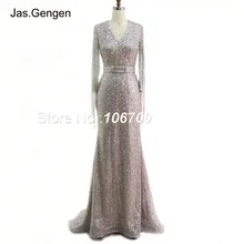 Роскошные ручной работы бисером кисточкой robe de soiree вечернее платье Русалка блеск с кристаллами камни Бисероплетение V образным вырезом Формальные Выпускные платья