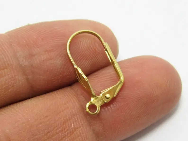 

30pcs Brass leverback Earring clasps 19.5x10.5mm Shell Raw brass ear hook R262