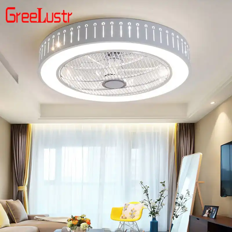 Modern Led Ceiling Fans With Lights For Living Room 220v Cooling