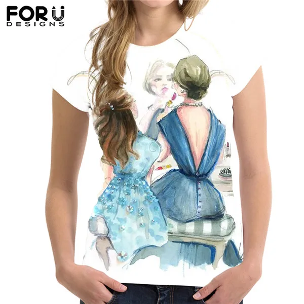 FORUDESIGNS/Забавные футболки для женщин с рисунком супермамы, стильная удобная повседневная Летняя одежда для спортзала размера плюс, Женская мода Mujer - Цвет: HME1248BV