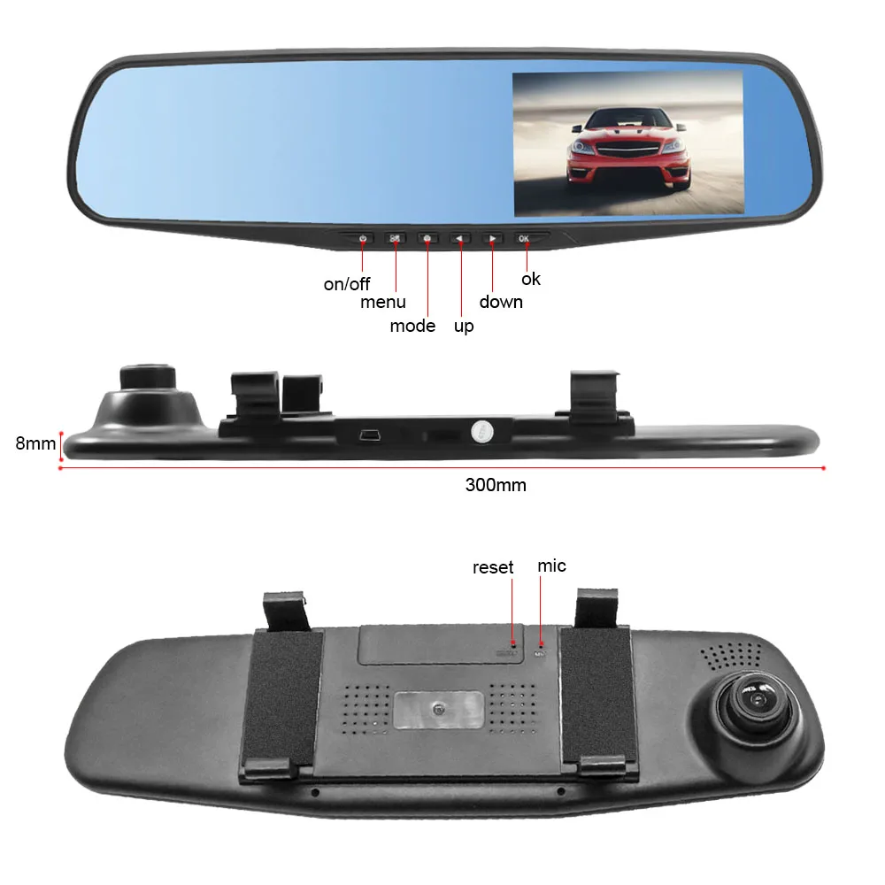 

Full HD 1080P Auto Night Vision Video Recorder G-Sensor Dash Cam Dual Lens Rearview Mirror Car Dvr Automatic Loop Recorder