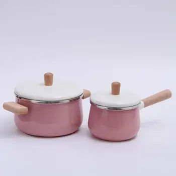 

Home Kitchen Non-stick Pot Enamel Wooden Handle for Cooking Complementary Food Milk Cookware