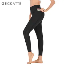 GECKATTE, леггинсы для тренировок с карманами, женские леггинсы для фитнеса, Mujer, высокая талия, эластичные, пуш-ап, леггинсы, штаны, спортивная одежда, спортивная одежда