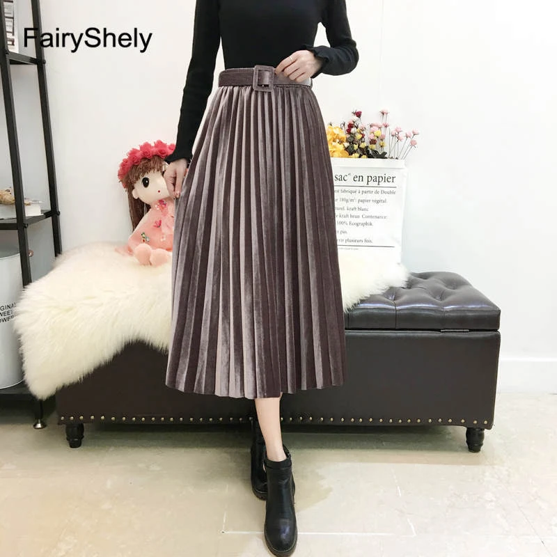 Velvet pleated maxi skirt Clearance