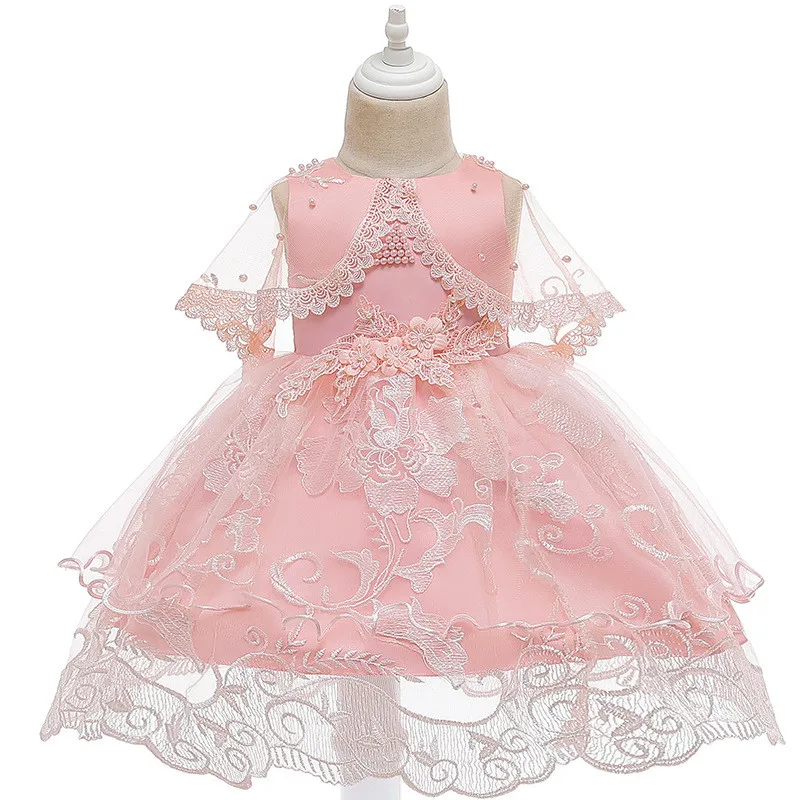 Платье для девочек; розовое платье без рукавов с лепестками для крещения; одежда для дня рождения для маленьких девочек 1 год; кружевное бальное платье на крестины для маленьких девочек