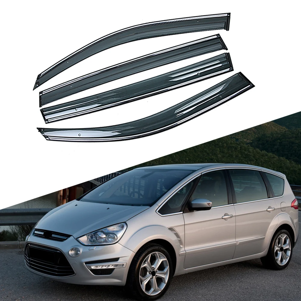 Для FORD S-MAX 2006-, защита от солнца и дождя для окон автомобиля, козырьки щиток, защитный чехол, накладка, рамка, наклейка, внешние аксессуары
