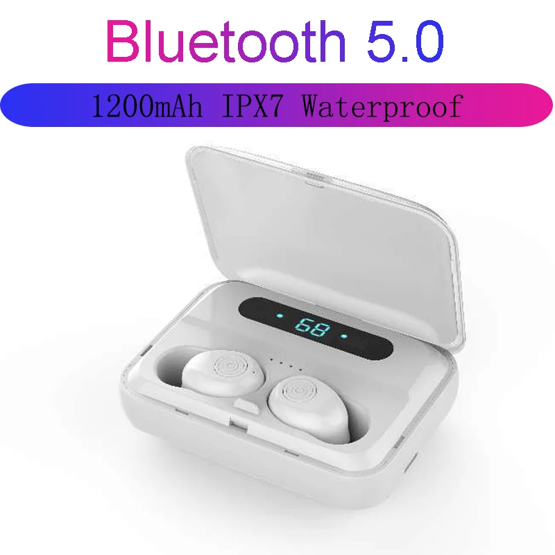 IPX7 водонепроницаемые TWS Bluetooth V5.0 наушники беспроводные наушники с шумоподавлением 6D стерео спортивная Гарнитура наушники 1200 мАч