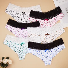 2021 New 6pcs Cotton Underwear Women's Panties Comfort Underpants Floral Lace Seamless Bow Girls Briefs Sexy Low-Rise Pantys