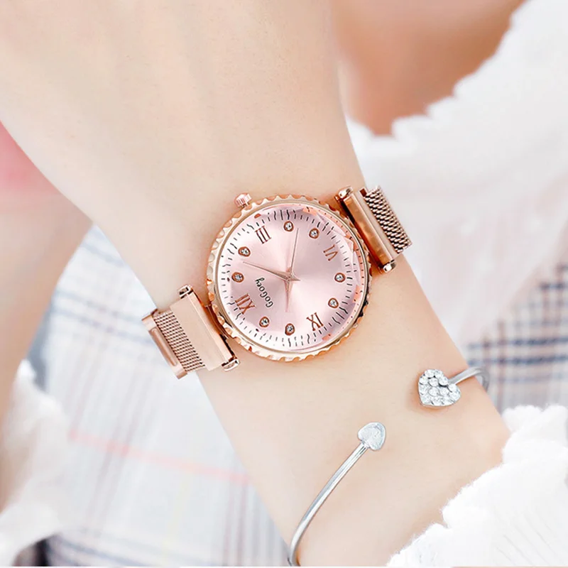 

Luxury Band Watch Women Quartz Magnetic Geometry Crystal Ladies Watch Jelly Dail Romantic Fashion Diamonds Reloj Mujer New 2019