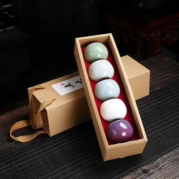 

5pcs Ceramic Drinkware Teaware Chinese KungFu Tea Set Teacup Sake Cups 50ml-100ml Master Cup Small Tea Bowls Decor Gift Box