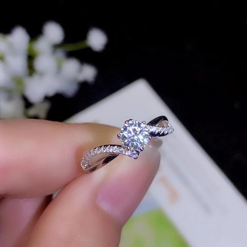 BOEYCJR 925 серебро 0.5ct/1ct/2ct/3ct F цвет Moissanite VVS 6 когтей элегантное обручальное свадебное кольцо с бриллиантом для женщин
